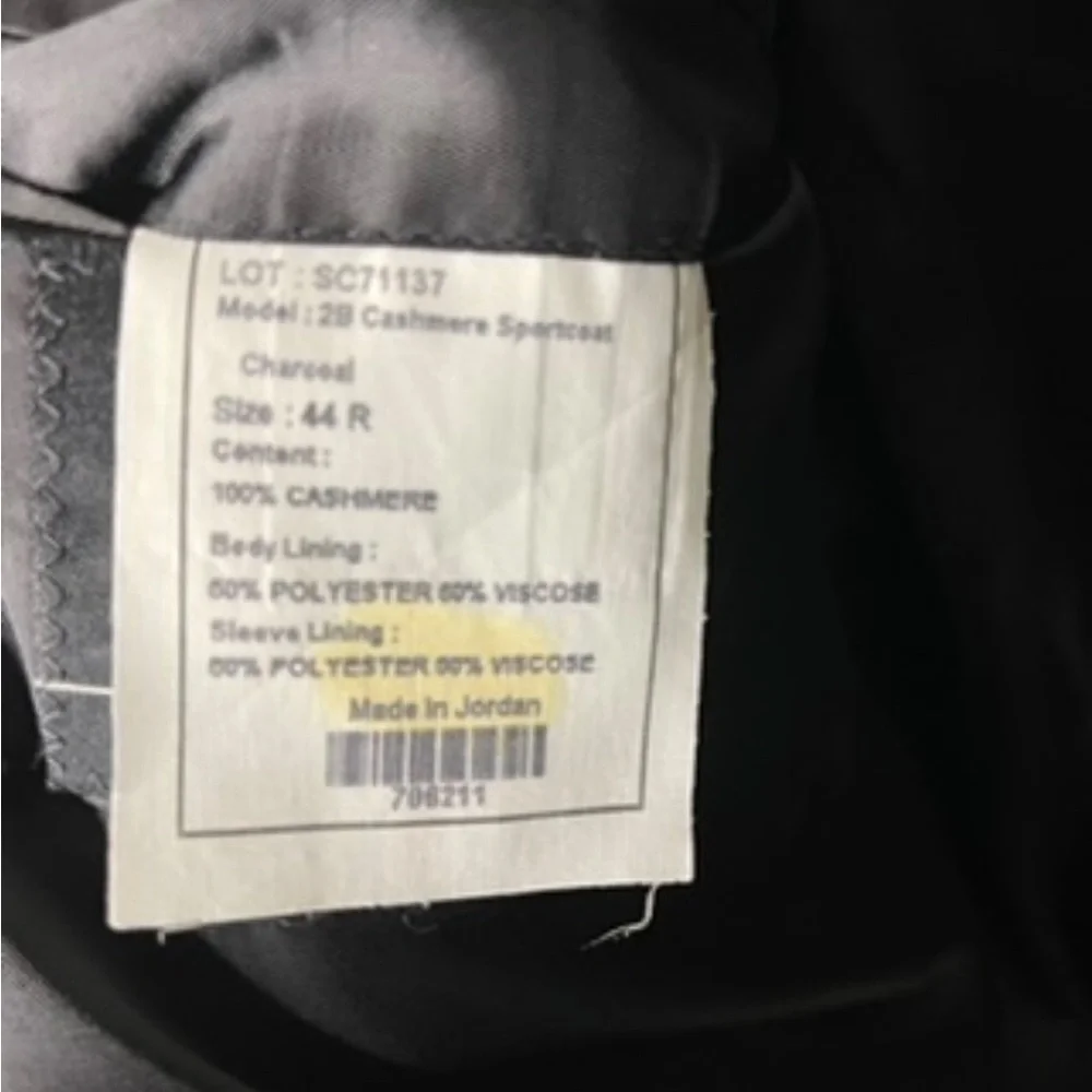 Jos A Bank Blazer Men’s 44R Gray 2 Button 100% Cashmere 2b Sport Coat Suit